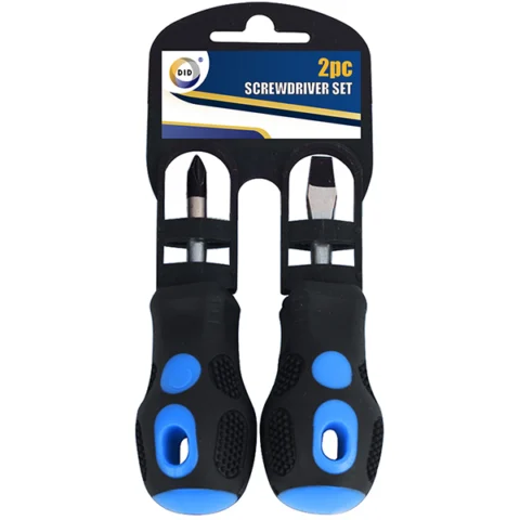 DID Gripped Stubby Phillips & Slotted Screwdriver Set 2pc