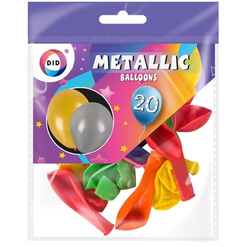 DID Metallic Balloons Assorted Colours 20 Pack