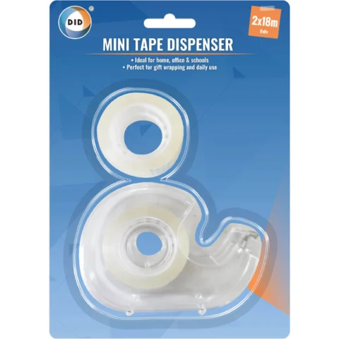 DID Mini Tape Dispenser 2 X 18m Rolls Set