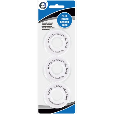 DID P.T.F.E Thread Seal Tape 12mm X 0.075mm X 12m 3 Pack