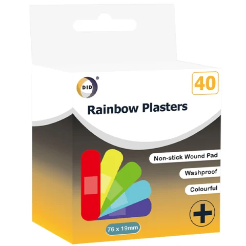 DID Rainbow Coloured Plasters 76 X 19mm 40 Pack