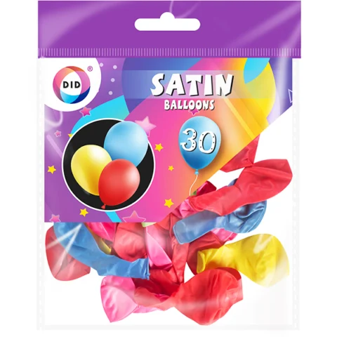 DID Satin Balloons Assorted Colours 30 Pack