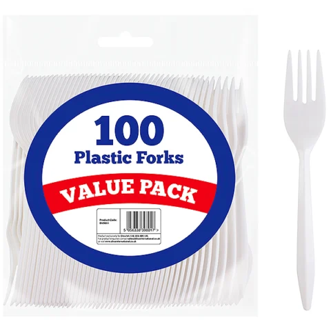 DID White Disposable Plastic Forks 100 Pack