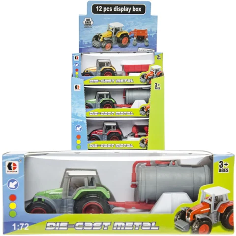 Die-Cast 1:72 Metal Tractor & Trailer Play Set Assorted