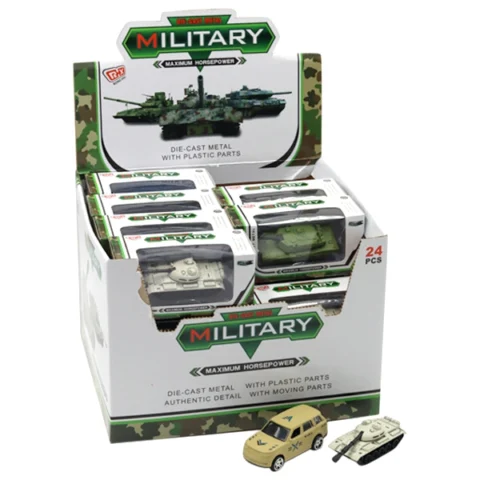 Die-Cast Alloy Assorted Tanks, Suvs & Military Vehicles 24pc