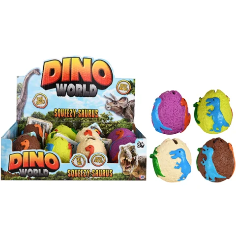 Dino World Squeezy-Saurus Dinosaur Egg Assorted Colours