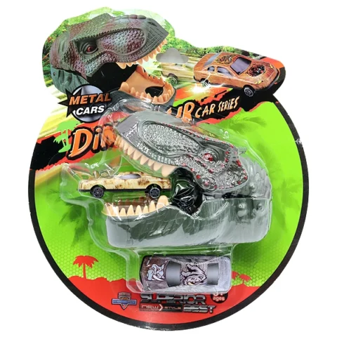 Dinosaur Car Shooter Play Set With 2 Metal Vehicles