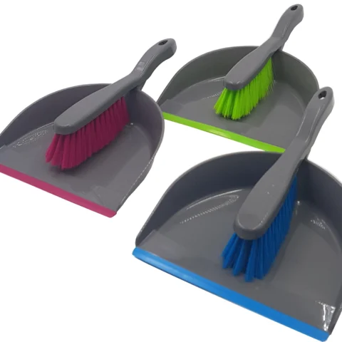 Dust Pan & Brush Grey 3 Assorted