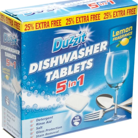 Duzzit 5-in-1 Lemon Dishwasher Tablets 12 Pack