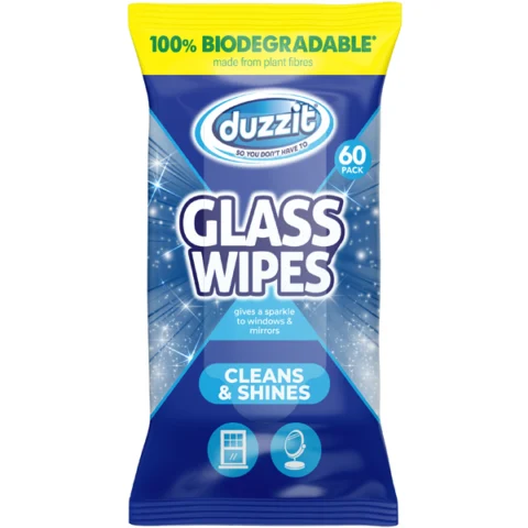 Duzzit Biodegradable Glass Wipes 60 Pack