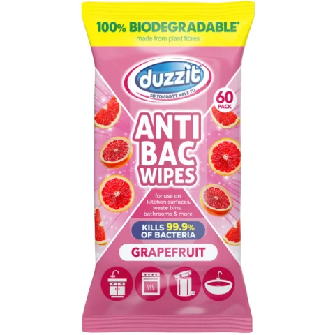 Duzzit Biodegradable Grapefruit Anti-Bac Wipes 60 Pack