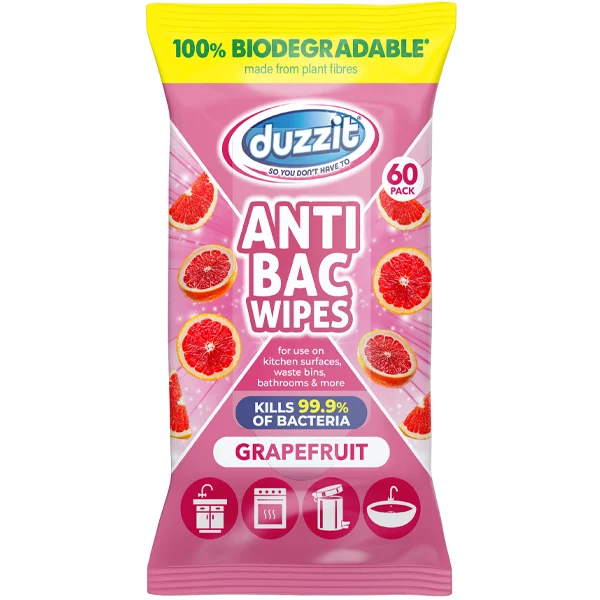Duzzit Biodegradable Grapefruit Anti-Bac Wipes 60 Pack