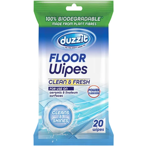 Duzzit Clean & Fresh Biodegradable Floor Wipes 20 Pack