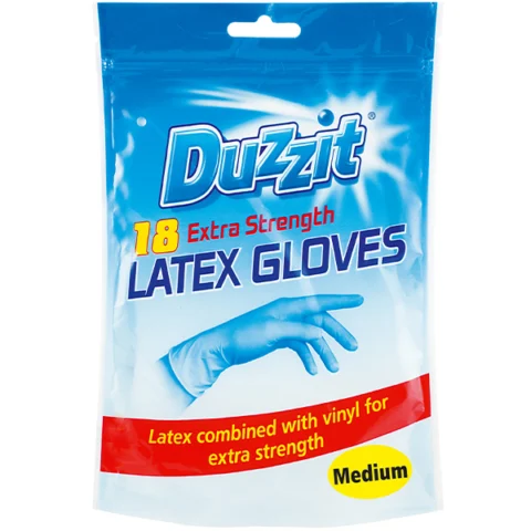Duzzit Latex Gloves Medium 18 Pack
