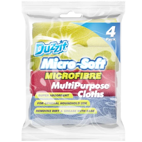 Duzzit Micro-Soft Microfibre Multipurpose Cloths 4 Pack