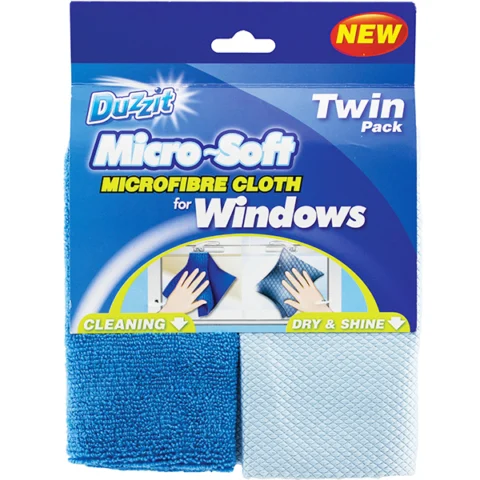 Duzzit Micro-Soft Window Microfibre Cloth Set 2pc
