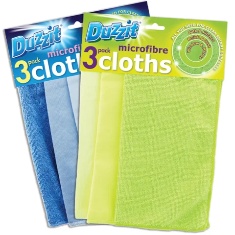 Duzzit Microfibre Cloths 3 Pack Assorted Colours