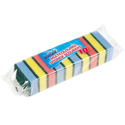 Duzzit Multicoloured Sponge Scourers 10 Pack