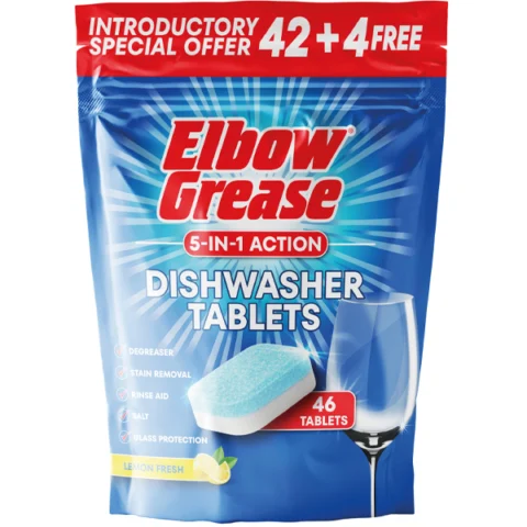 Elbow Grease 5-in-1 Action Lemon Fresh Dishwasher Tablets 46 Pack