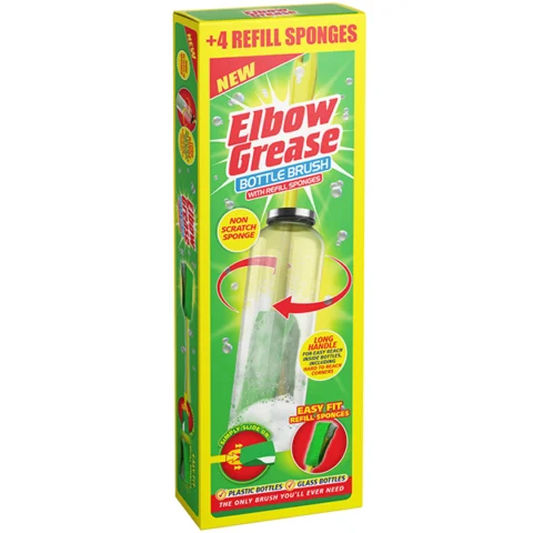 Elbow Grease Bottle Brush with 4 Refill Sponges
