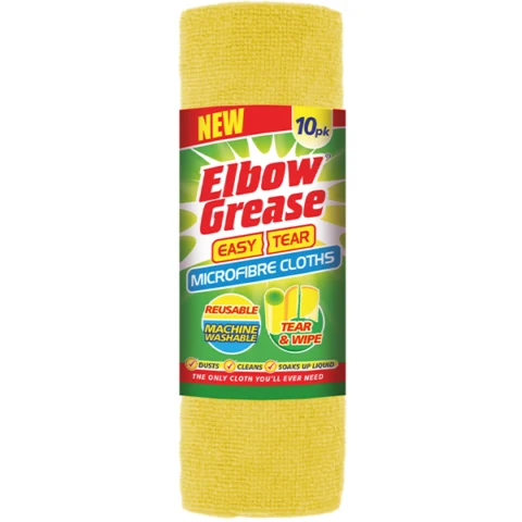 Elbow Grease Easy Tear Reusable Microfibre Cloths 10 Pack