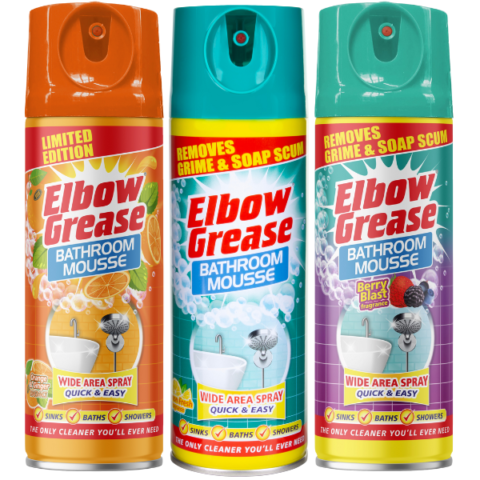 Elbow Grease Mixed Orange & Ginger, Lemon & Mixed Berries Bathroom Mousse 400ml Assorted