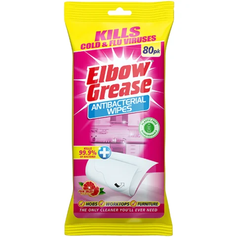 Elbow Grease Pink Blush Antibacterial Wipes 80 Pack