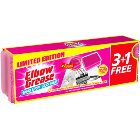 Elbow Grease Pink Hand Grip Scourer 4 Pack