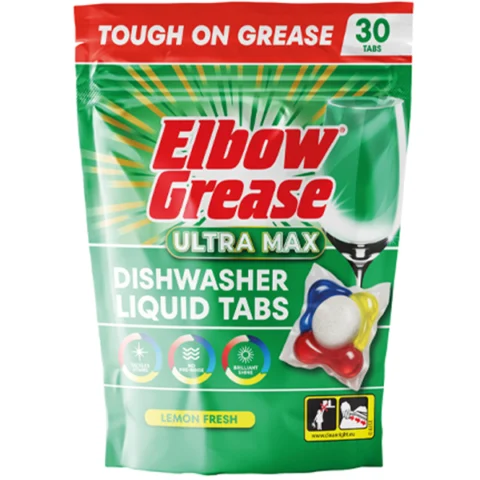 Elbow Grease Ultra Max Lemon Fresh Dishwasher Liquid Tabs 30 Pack