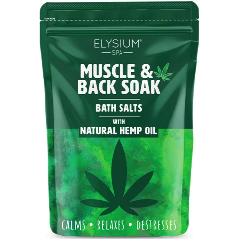 Elysium Spa Natural Hemp Oil Muscle & Back Bath Salts Soak 450G