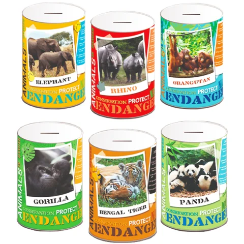 Endangered Conservation Species Money Tin 145mm X 110mm Assorted