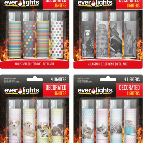 Ever Lights Electric Refillable Lighters Assorted 4 Pack