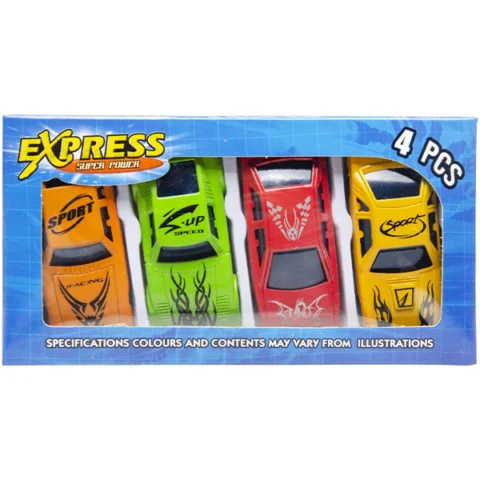 Express Super Power Assorted Sports Cars Toys 4 Pack