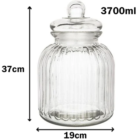 Extra Large Ribbed Faceted Clear Glass Jar 3700ml