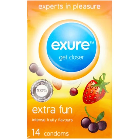 Exure Extra Fun Fruity Flavoured Condoms 14 Pack