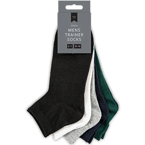 Farley Mill 6-11 Assorted Colour Men's Trainer Socks 5 Pairs