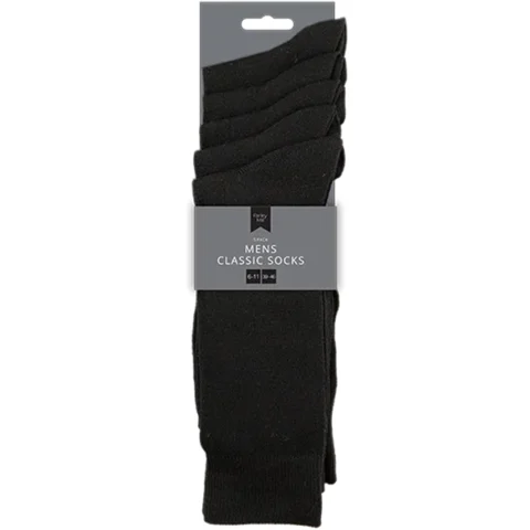 Farley Mill 6-11 Men's Black Classic Socks 5 Pairs