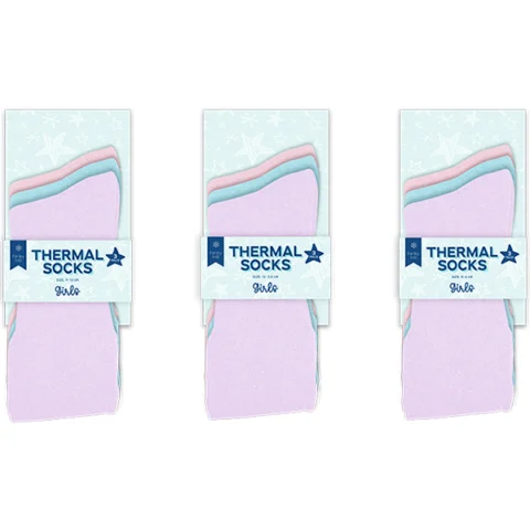 Farley Mill Assorted Colour Girls Thermal Socks 3 Pack
