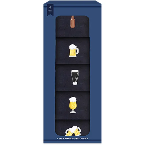 Farley Mill Assorted Men's Embroidered Beer Socks 5 Pack