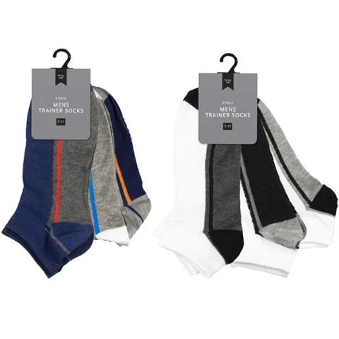 Farley Mill Assorted Size 7-11 Mens' Trainer Socks 3 Pack