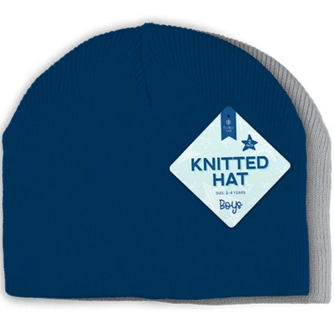 Farley Mill Boys Knitted Hat 2 Pack Assorted