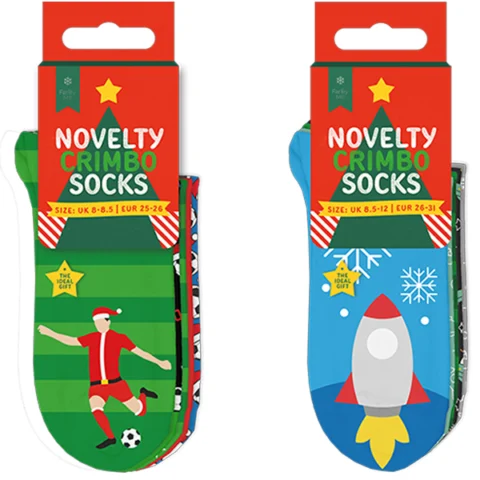 Farley Mill Boys Printed Novelty Christmas Lurex Socks 5 Pack Assorted