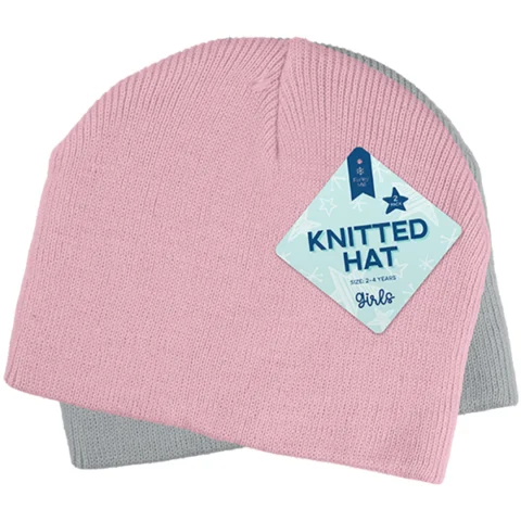 Farley Mill Girls Knitted Hat 2 Pack Assorted