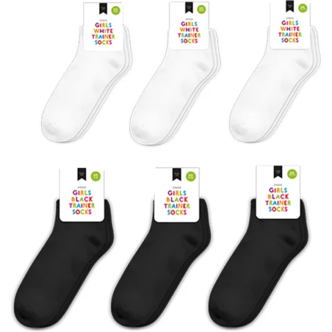 Farley Mill Girls Plain Trainer Socks Assorted