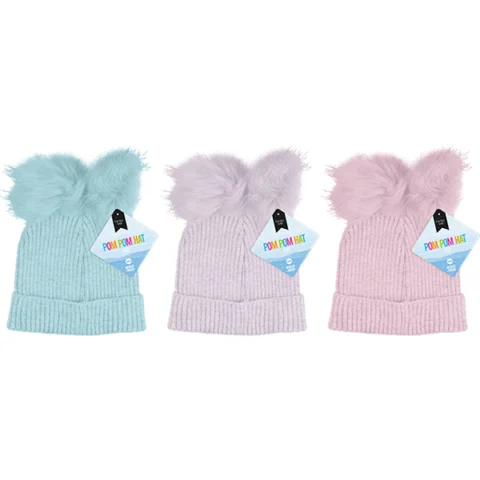 Farley Mill Kids Pom Pom Metallic Hat Assorted Colours