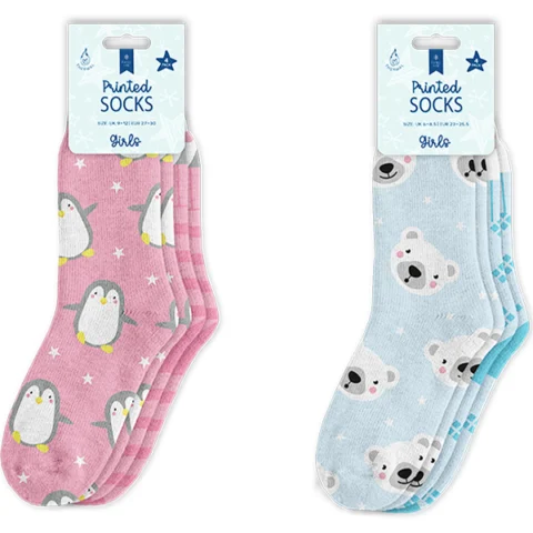 Farley Mill Kids Printed Thermal Socks 4 Pack Assorted