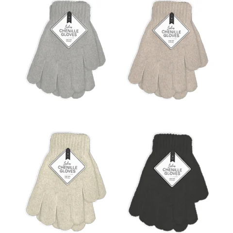 Farley Mill Ladies Chenille Gloves Assorted Colours