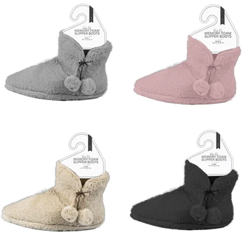 Farley Mill Ladies Faux Fur Memory Foam Slipper Boots Assorted