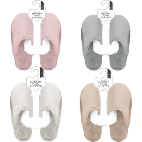 Farley Mill Ladies Faux Fur Memory Foam Slippers Assorted