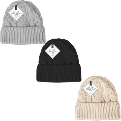 Farley Mill Ladies Super Soft Cable Knit Hat Assorted Colours